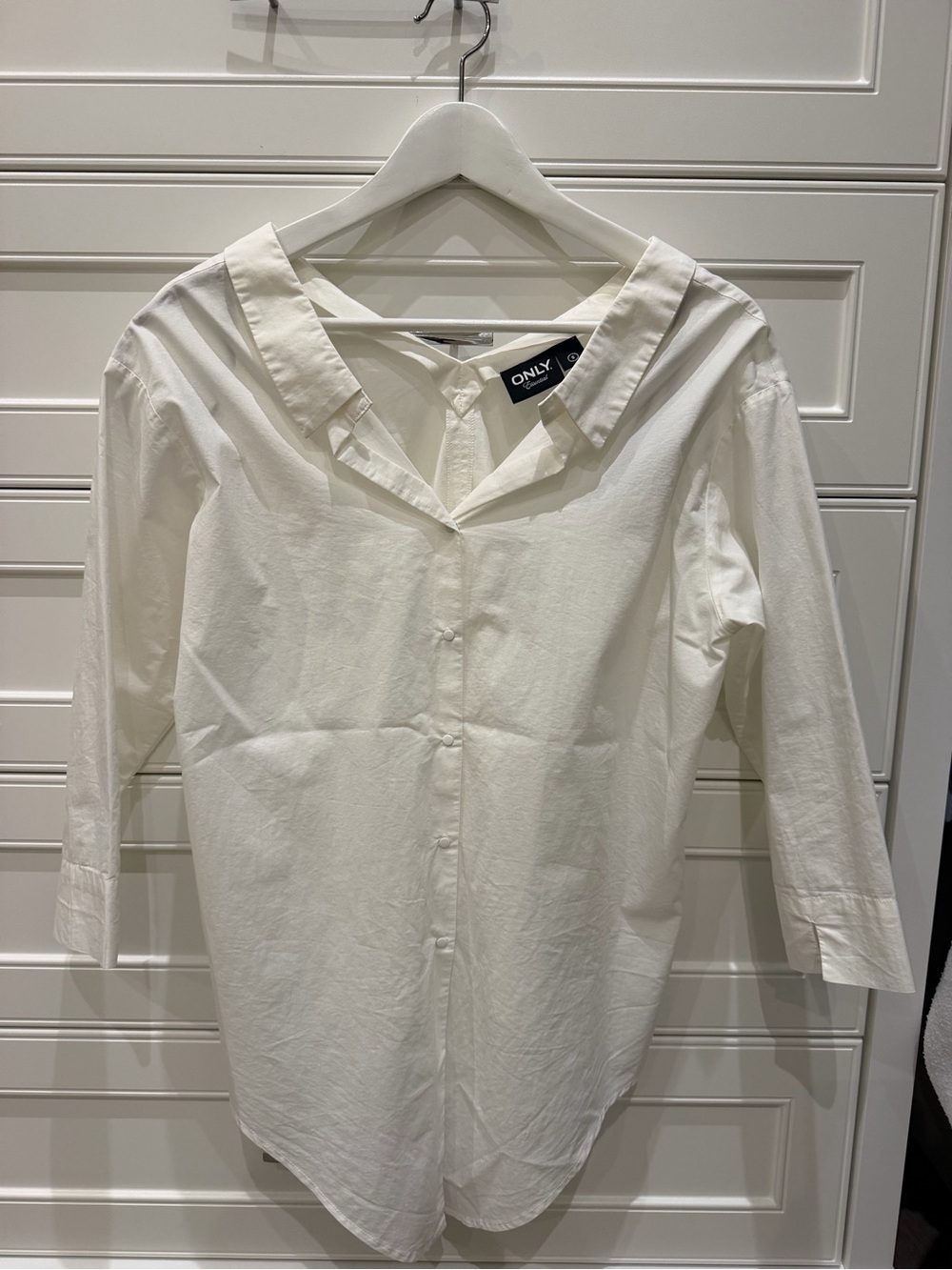 Only Cream Button-Down Relaxed Collar Shirt
